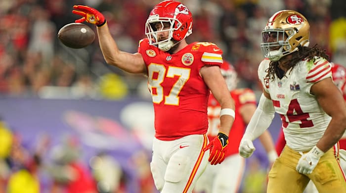 Travis Kelce after a reception.